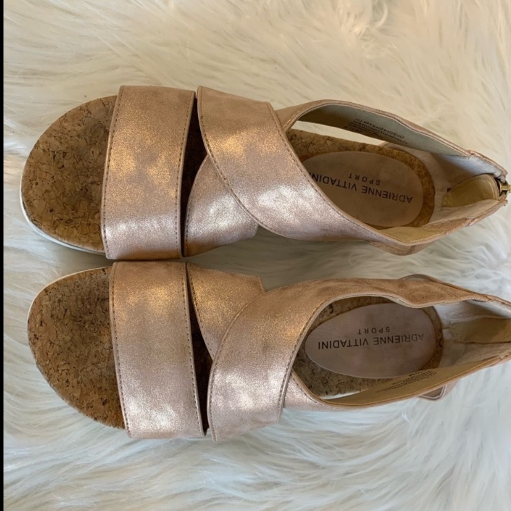 Adrienne Vittadini Gold Sandals Luxe Cork Comfort - Picture 10 of 10